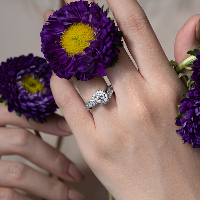 Curved Lab Grown Diamond Engagement Ring Image 3