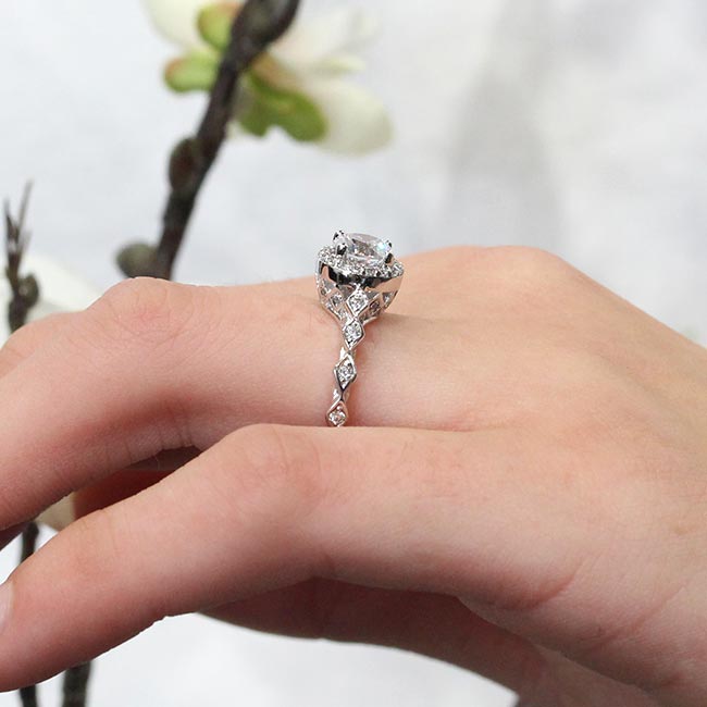 Vintage Halo Moissanite Ring Image 5