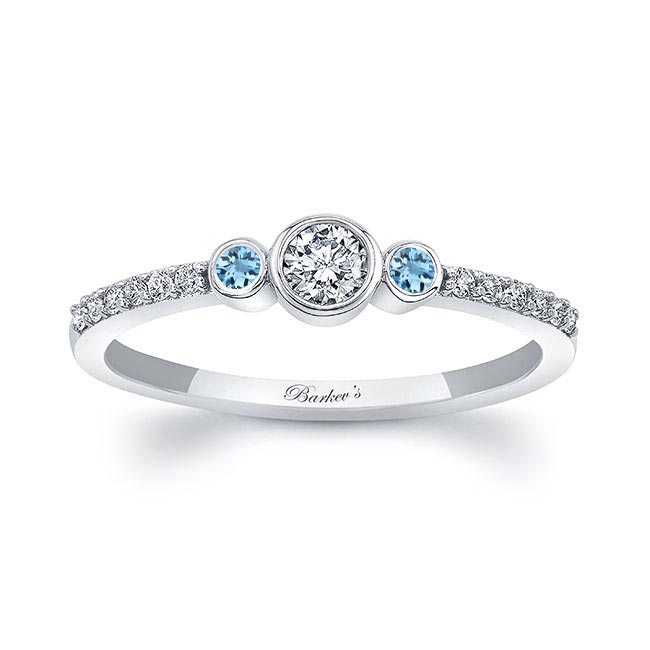 Mia Three Stone Aquamarine Diamond Promise Ring Mia Three Stone Aquamarine Diamond Promise Ring