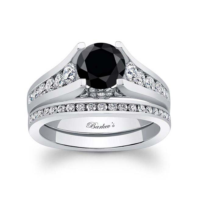 Classic Black And White Diamond Channel Bridal Set