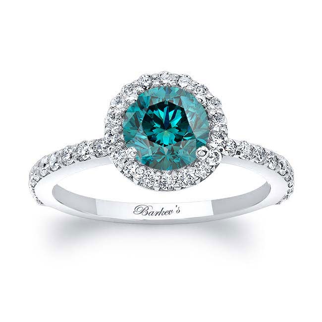 Blue And White Diamond Halo Ring