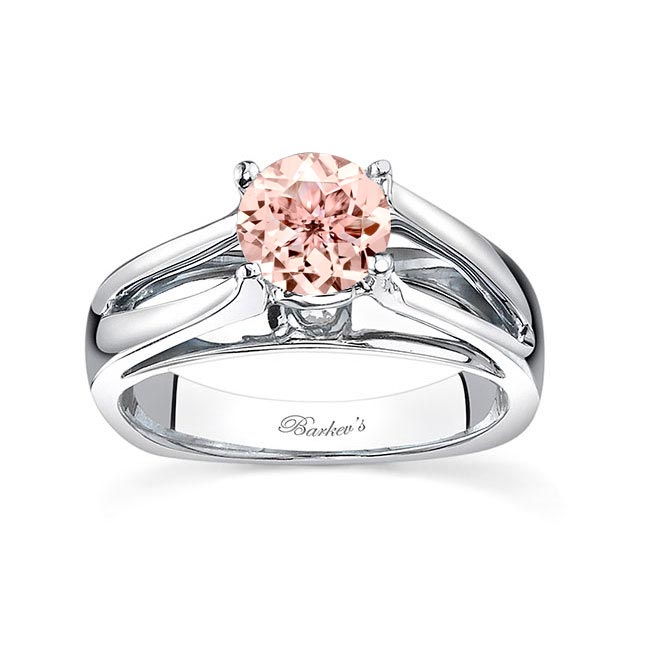 Split Shank Morganite Solitaire Ring With Bridge Split Shank Morganite Solitaire Ring With Bridge