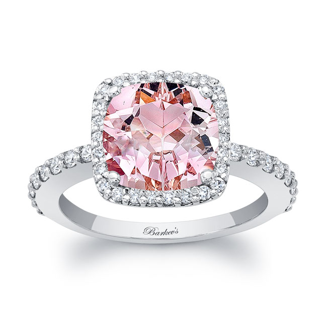 2 Carat Cushion Cut Morganite Halo Engagement Ring 2 Carat Cushion Cut Morganite Halo Engagement Ring