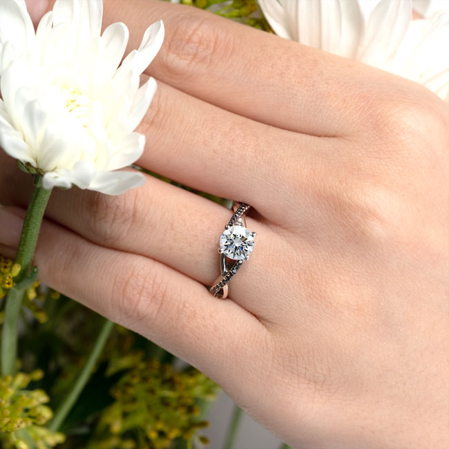 Simple Lab Grown Diamond Ring With Black Diamonds Image 3