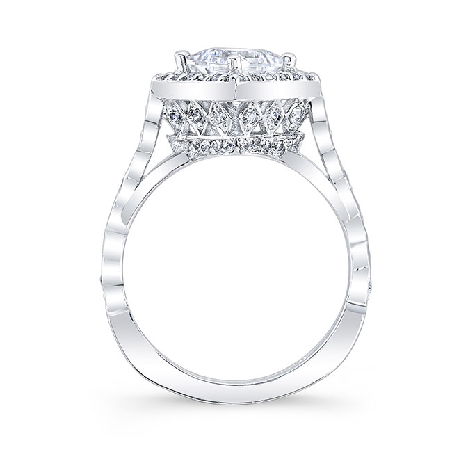 Vintage Princess Cut Halo Ring Image 2