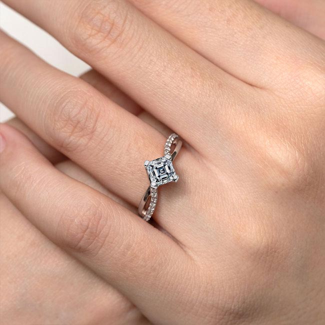 Asscher Cut Moissanite Twist Engagement Ring Image 4