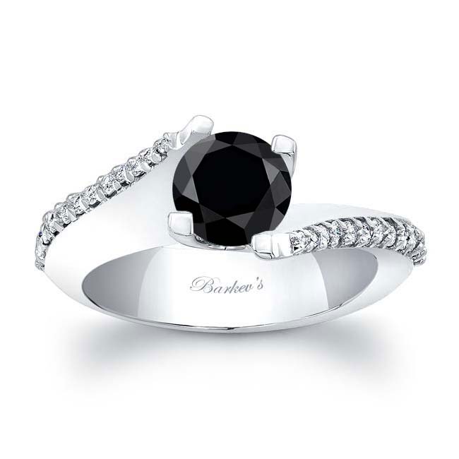 Classic Round Black And White Diamond Engagement Ring
