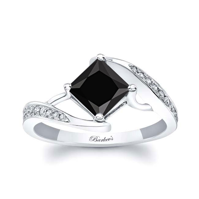 Unique Princess Cut Black And White Diamond Ring