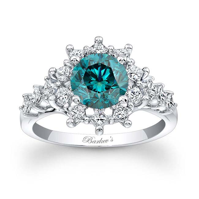 Vintage Blue And White Diamond Engagement Ring
