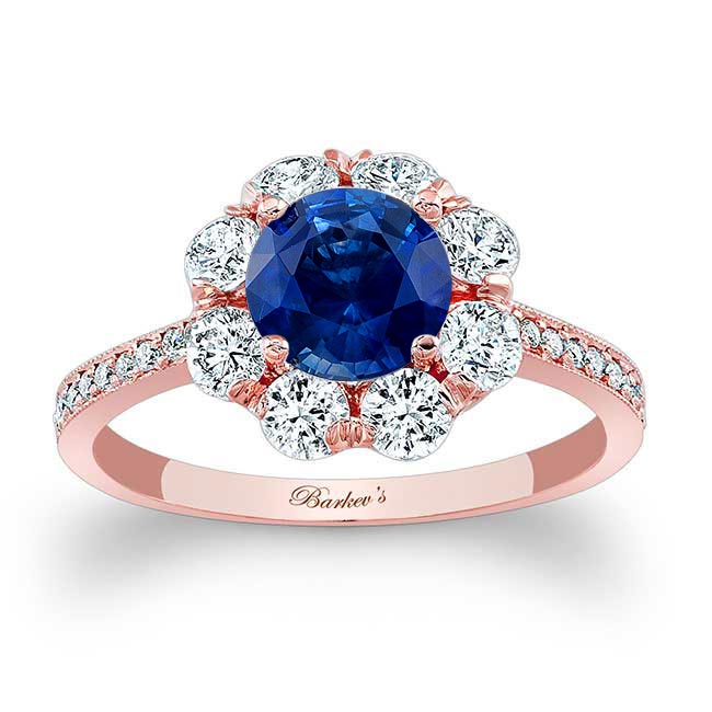 Flower Halo Blue Sapphire And Diamond Engagement Ring Flower Halo Blue Sapphire And Diamond Engagement Ring