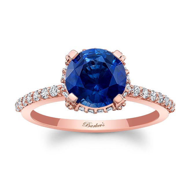 Blue Sapphire And Diamond Hidden Halo Ring Blue Sapphire And Diamond Hidden Halo Ring
