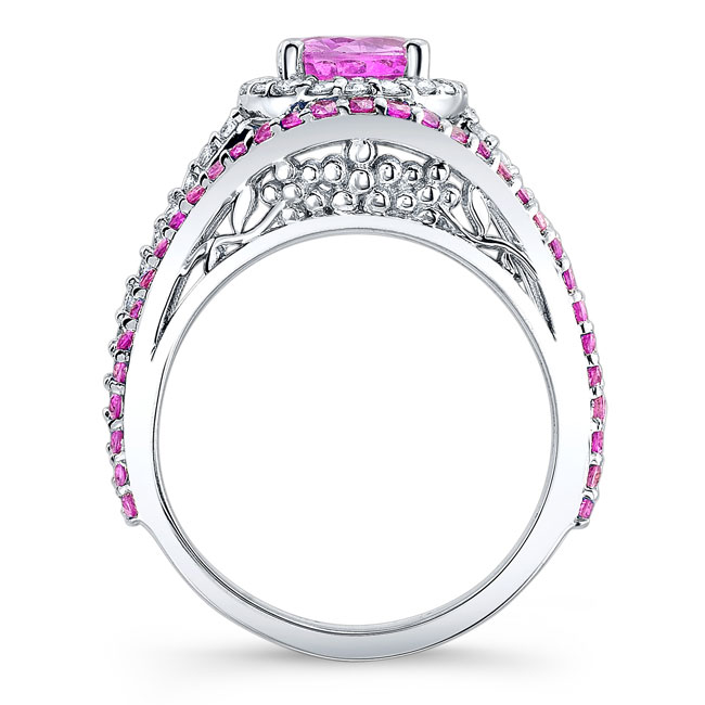Halo Pink Sapphire Ring Image 2