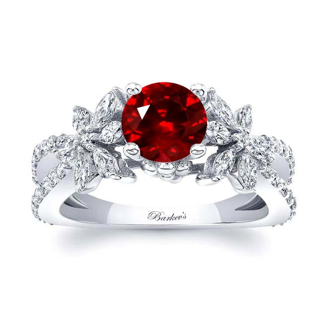 Lab Ruby And Diamond Flower Ring